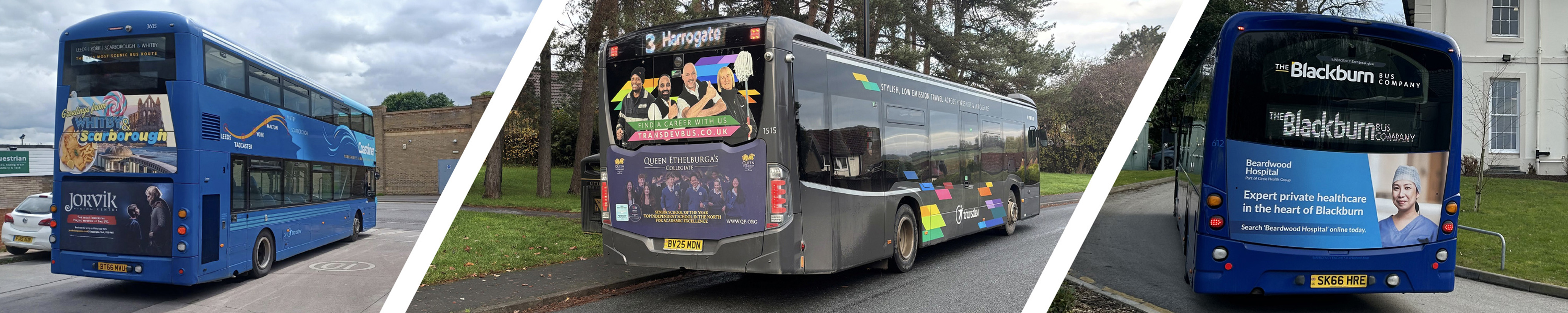 advertisements on our buses - Coastliner, Transdev and Blackburn